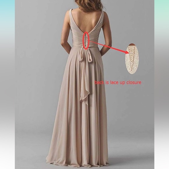 Long Draped Chiffon Bridesmaid Dress - Picture 2 of 3